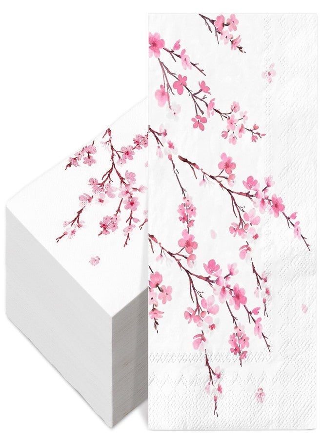 JarThenaAMCS 100Pcs Cherry Blossom Guest Napkin Floral Disposable Paper Napkin Pink Flower Dinner Hand Towel Napkin For Home Kitchen Bathroom Party Supplies - Image 1